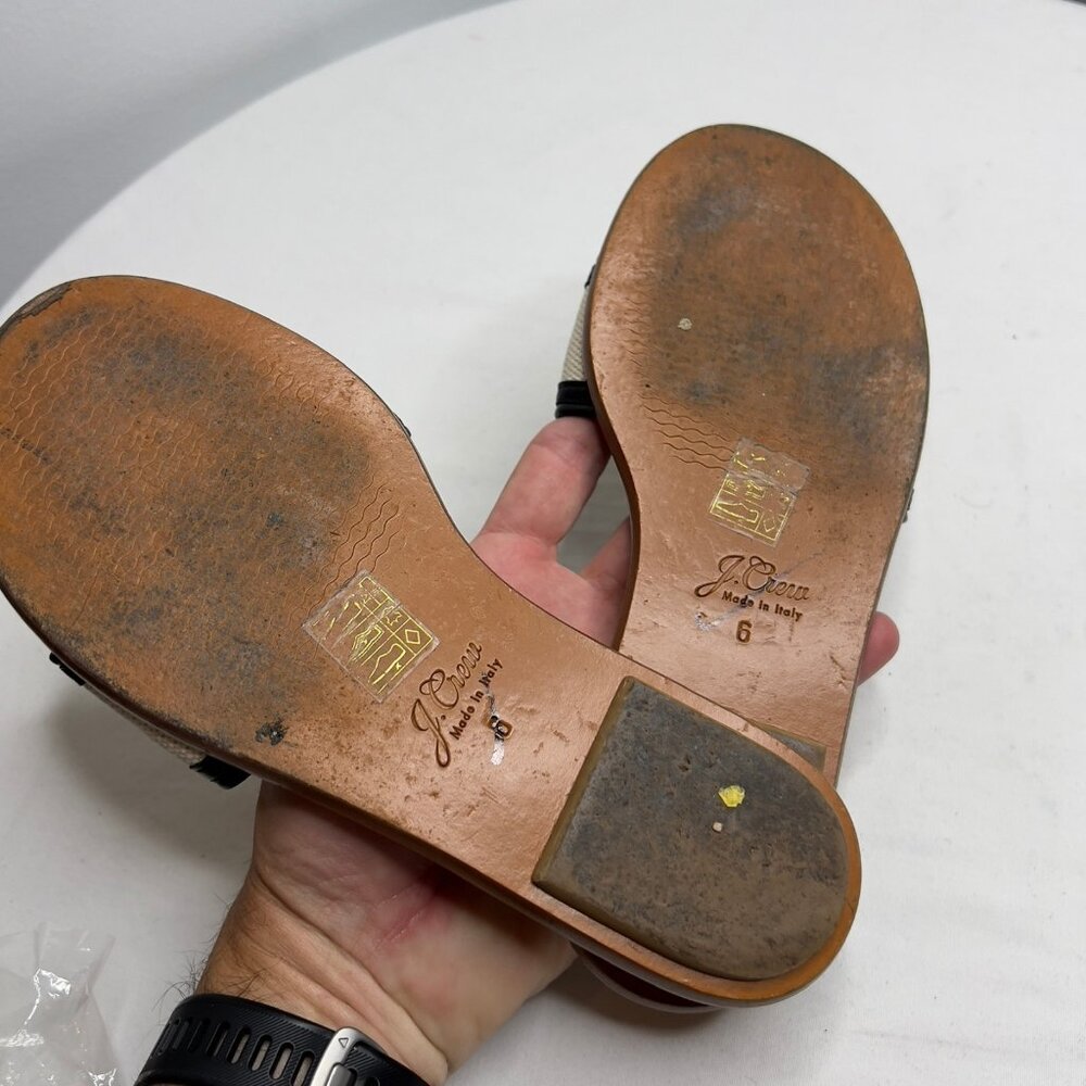 J.Crew Slide Sandals in Canvas and leather black Size 6 BH411 - Picture 8 of 8